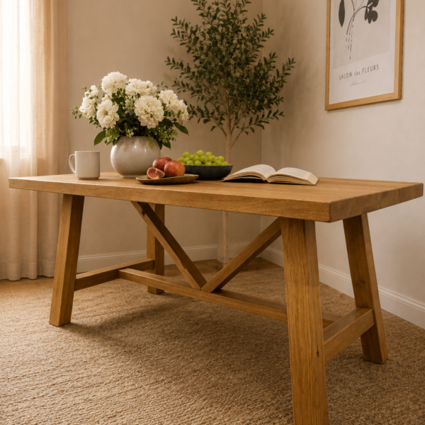 IDUN – Eichentisch 180 × 90 cm mit Kreuzbeinen
