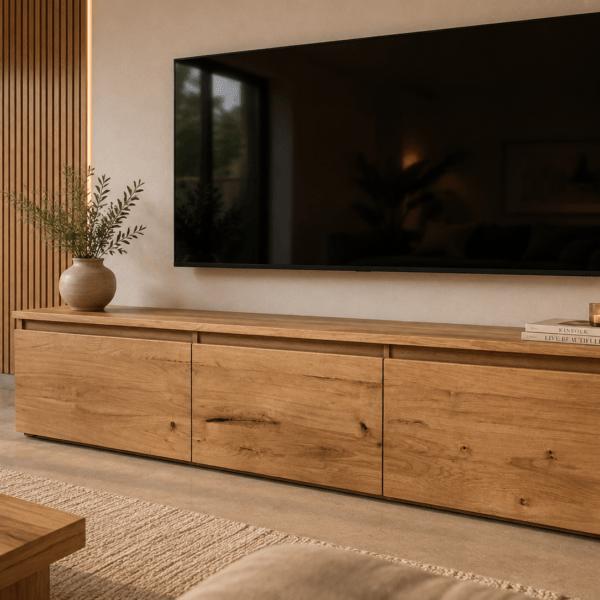MARTA – TV-Lowboard aus massivem Eichenholz, rustikal natur