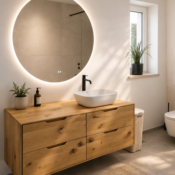 Massives Badezimmerelement aus Eiche – 140 × 50 × 50 cm