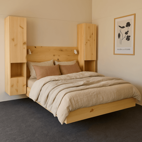 Schwebendes Bett aus Zirbenholz – handgefertigt nach Maß