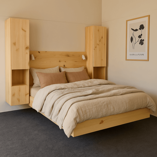 Schwebendes Bett aus Zirbenholz – handgefertigt nach Maß