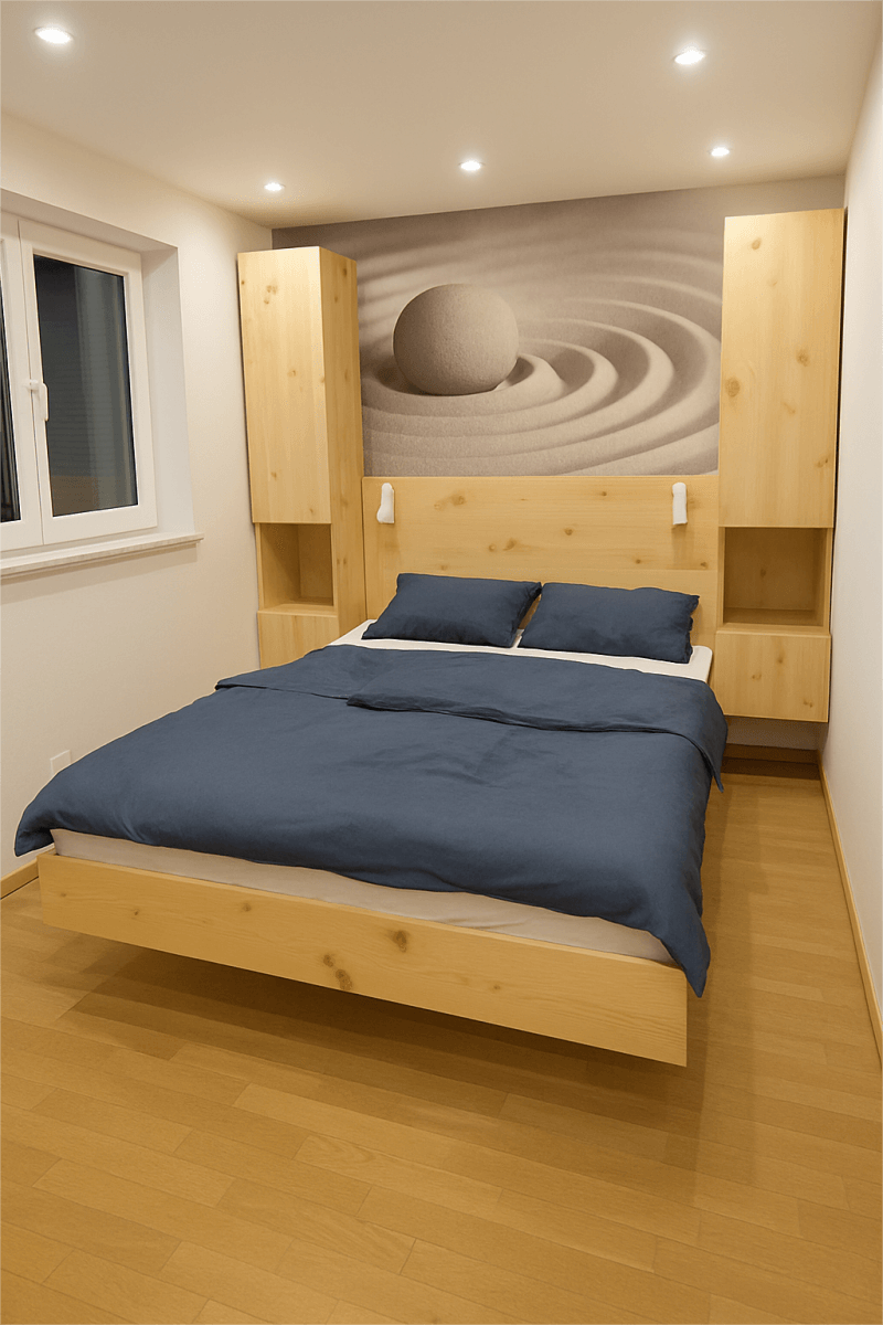 Schwebendes Bett aus Zirbenholz – handgefertigt nach Maß – Bild 2