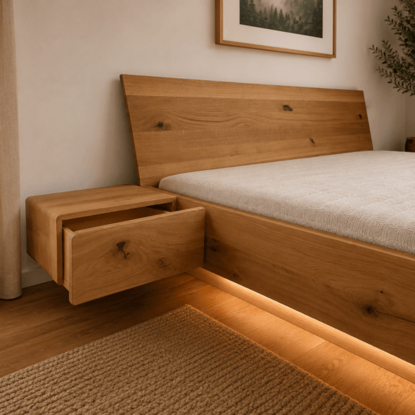 LOMA – Schwebebett aus massiver Eiche mit zeitlosem Design